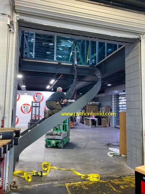 Steel beam curved stairs