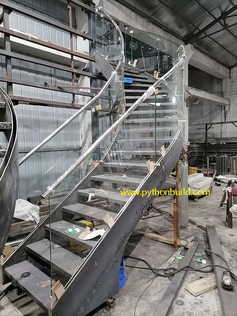 Steel beam curved stairs