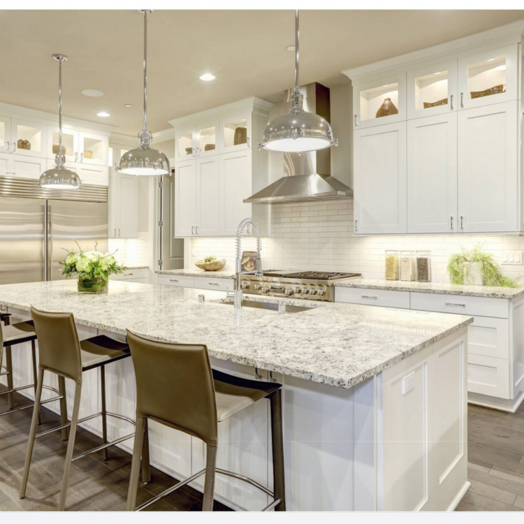 White solid wood kitchen on sale cabinets