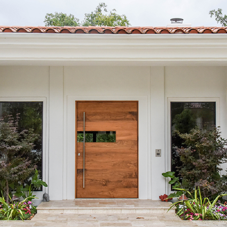 Modern designs Walnut solid wooden entry exterior doors price