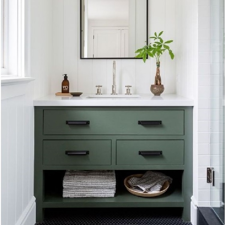 Bathroom vanity single sink wooden bathroom vanity with taps