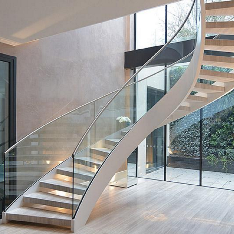 Floating Glass Railing Curved Stair
