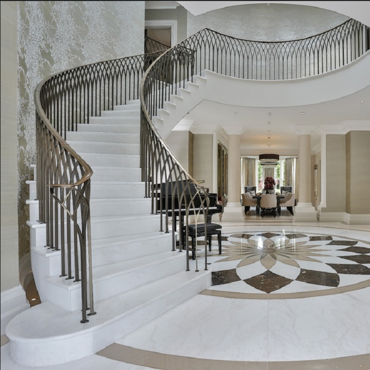 Good quality curved stairway marble curved stairs for Villa