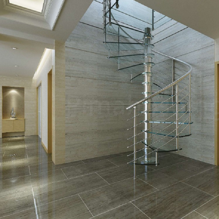 Stainless Steel Railing Glass Spiral Staircase