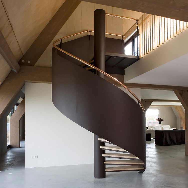 Industrial indoor steel spiral staircase kits