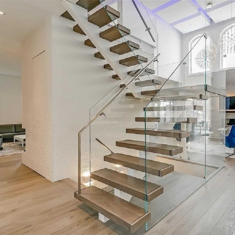 Double Beam Glass Railing Stair