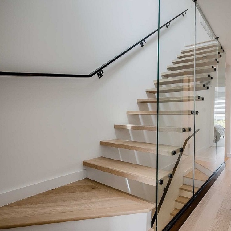 Glass Balustrade Floating Staircase Design Indoor