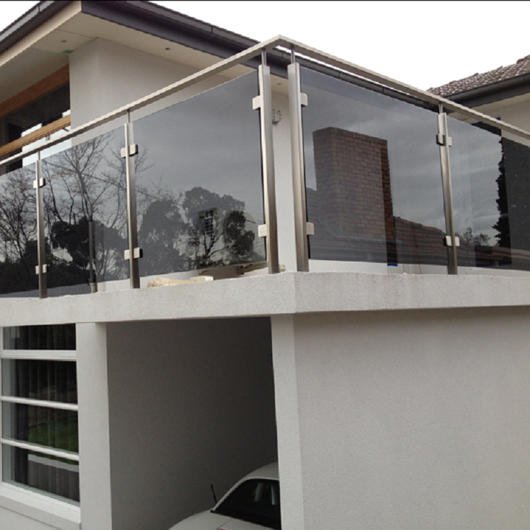 Grey glass square post railing 