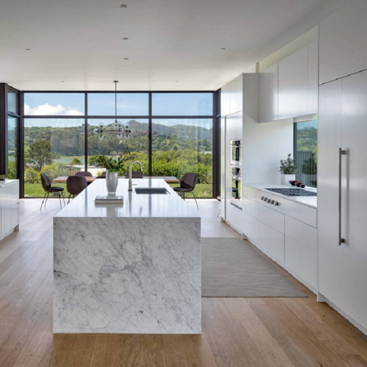 White modern high gloss kitchen cabinet sets design