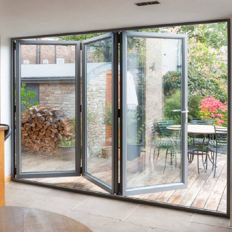 3 panel glass aluminum folding door 