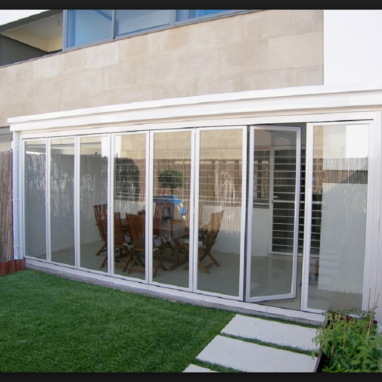 7 panel folding glass aluminum door 