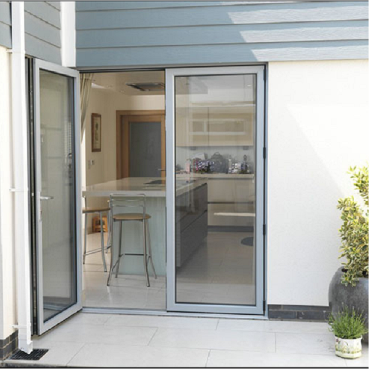 Double casement glass aluminum door 