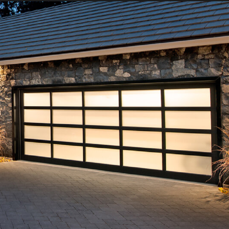 Aluminum alloy material frosted glass modern garage door 